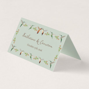 Tarjetas de lugar de boda de colibríes