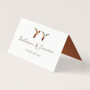 Tarjetas de lugar de boda de colibríes