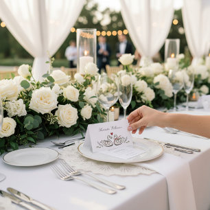Tarjetas de lugar de boda de encantadora pareja de