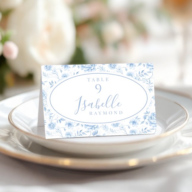 Tarjetas de lugar de boda de flores rosas de toile (Subido por el creador)