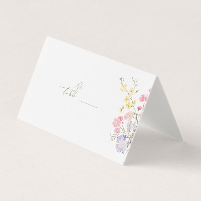 Tarjetas de lugar de boda de flores silvestres ele (Anverso)