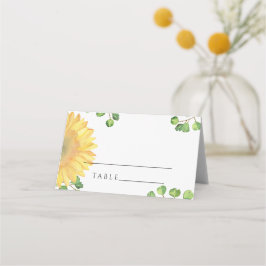 Tarjetas de lugar de boda de girasoles acuarela