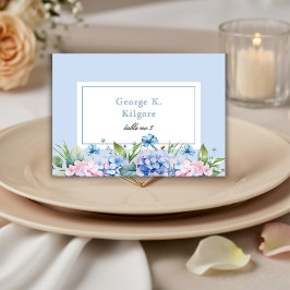 Tarjetas de lugar de boda de hortensias florales a