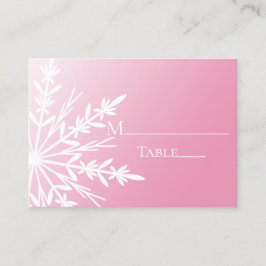 Tarjetas de lugar de boda de invierno rosa con cop