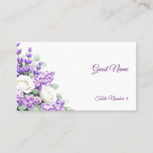 Tarjetas de lugar de boda de lavanda y lilas - Pla