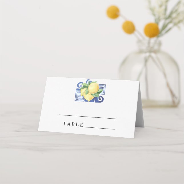 Tarjetas de lugar de boda de limón cítrico (Anverso)