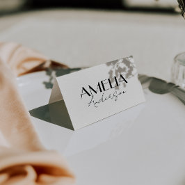Tarjetas de lugar de boda de marfil negro elegante