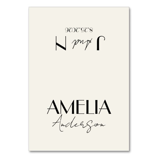 Tarjetas de lugar de boda de marfil negro elegante (Anverso)