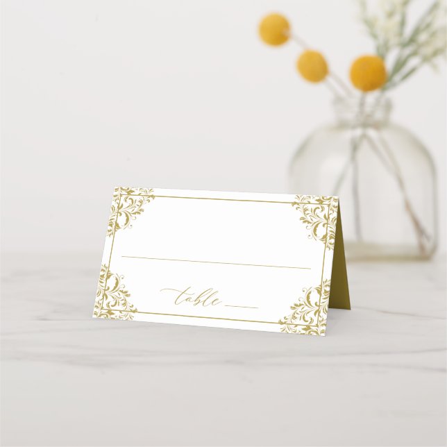 Tarjetas de lugar de boda de oro elegante clásico  (Anverso)