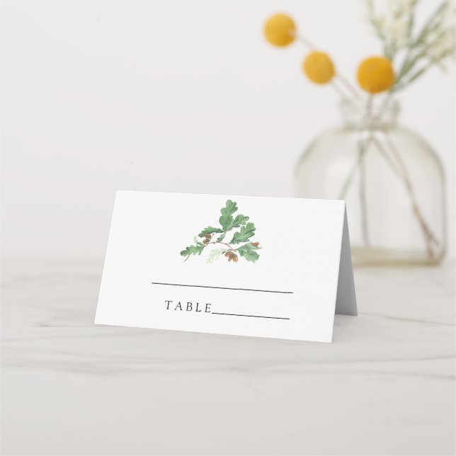 Tarjetas de lugar de boda de rama de bellota - oto (Anverso)