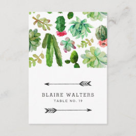 Tarjetas de lugar de boda de suculentas del desier