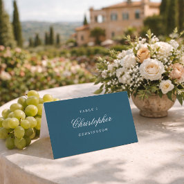 Tarjetas de lugar de boda elegantes azul marino
