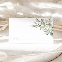 Tarjetas de lugar de boda elegantes botánicas verd
