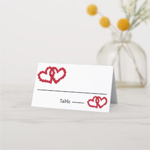 Tarjetas de lugar de boda elegantes con rosas y co