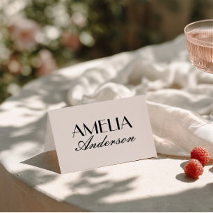 Tarjetas de lugar de boda elegantes crema negro lu