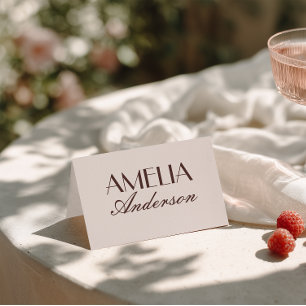 Tarjetas de lugar de boda elegantes de chocolate m