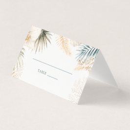 Tarjetas de lugar de boda en la playa costera eleg