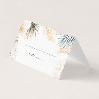 Tarjetas de lugar de boda en la playa costera eleg