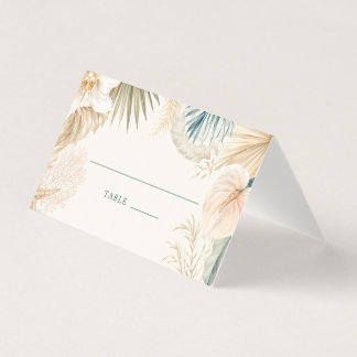 Tarjetas de lugar de boda en la playa costera eleg