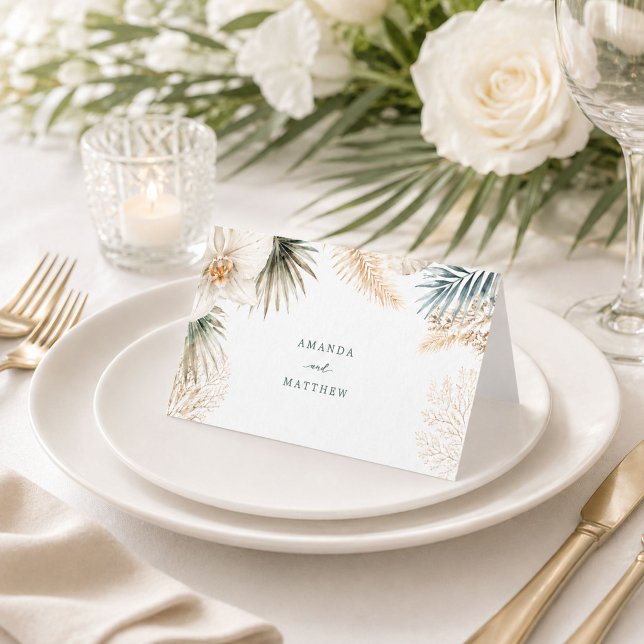 Tarjetas de lugar de boda en la playa costera eleg (Elegant Coastal Beach Wedding Place Cards)