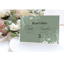 Tarjetas de lugar de boda en verde salvia | Verde