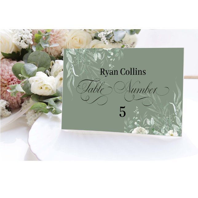 Tarjetas de lugar de boda en verde salvia | Verde  (Subido por el creador)