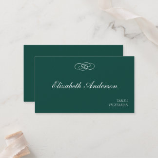 Tarjetas de lugar de boda esmeralda verde