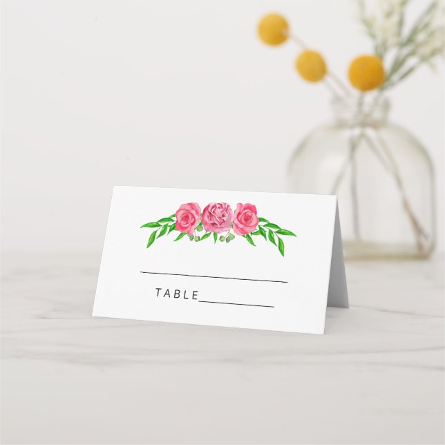 Tarjetas de lugar de boda floral rubor (Anverso)