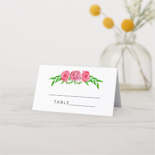 Tarjetas de lugar de boda floral rubor