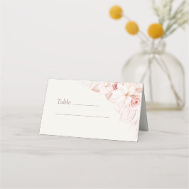 Tarjetas de lugar de boda floral sonrosadas