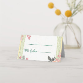 Tarjetas de lugar de boda florales