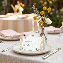 Tarjetas de lugar de boda florales