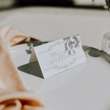 Tarjetas de lugar de boda florales de salvia elega