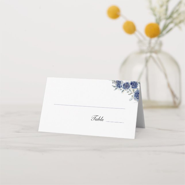 Tarjetas de lugar de boda florales elegantes román (Anverso)