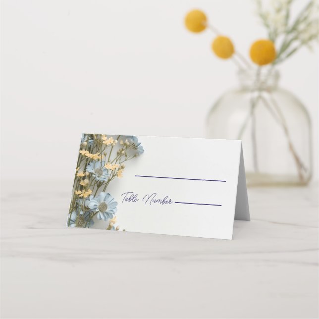 Tarjetas de lugar de boda florales modernas (Anverso)