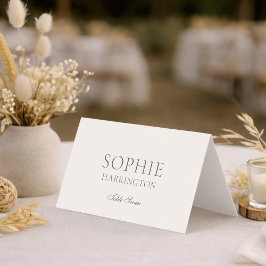 Tarjetas de lugar de boda florales neutras