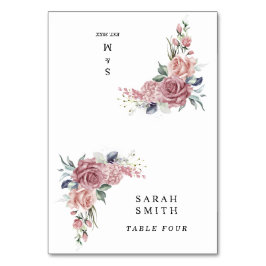 Tarjetas de lugar de boda florales rosa polvorient