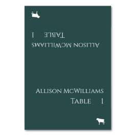 Tarjetas de lugar de boda - Icono de carne - Verde