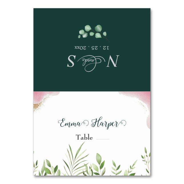 Tarjetas de lugar de boda imprimibles de vegetació (Anverso)