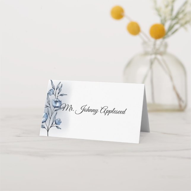 Tarjetas de lugar de boda Indigo Romance (Anverso)
