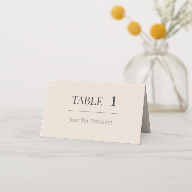 Tarjetas de lugar de boda minimalistas Soft Latte (Anverso)