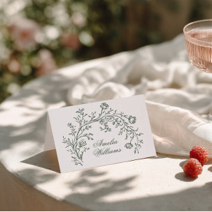 Tarjetas de lugar de boda modernas boho con flores