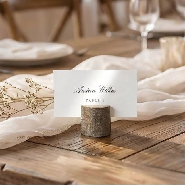 Tarjetas de lugar de boda personalizadas planas (Elegant Script individual personalized flat wedding escort cards - classic and simple)