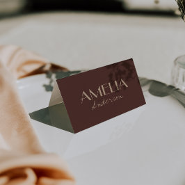 Tarjetas de lugar de boda retro beige marrón choco
