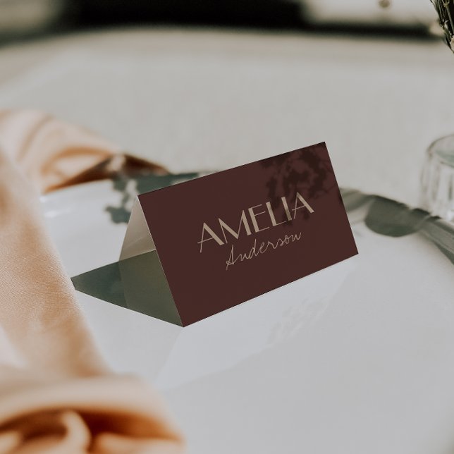 Tarjetas de lugar de boda retro beige marrón choco (Subido por el creador)