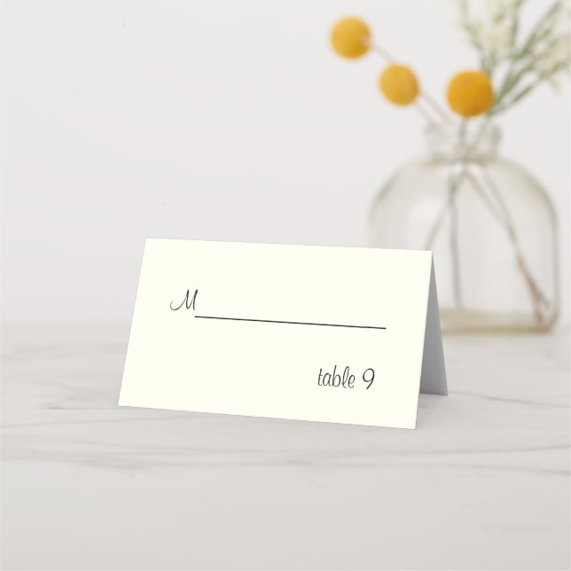 Tarjetas de lugar de boda sencillas de marfil chic (Anverso)