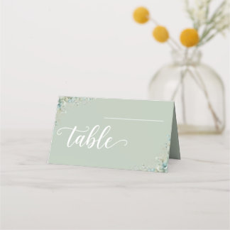 Tarjetas de lugar de boda verde de salvia de eucal