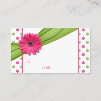Tarjetas de lugar de cinta de puntos de polka verd