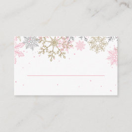 Tarjetas de lugar de copo de nieve con brillo rosa