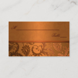 Tarjetas de lugar de damasco de cobre y marrón